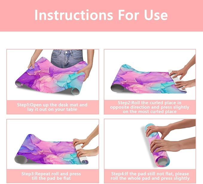 Britimes Purple Blue Marble Desk Mat Golden Painting Deak Pad Non-Slip PU Leather Large Keyboard Mouse Pad Office Desktop Accessories for Office,Work,Home Decor(31.5"X15.7")