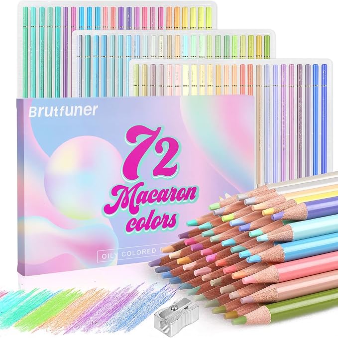 LBW 72 Macaron Pastel Colored Pencils Set Soft Core Macaron Colors for Adults Coloring Books Beginners Blending Shading Sketching