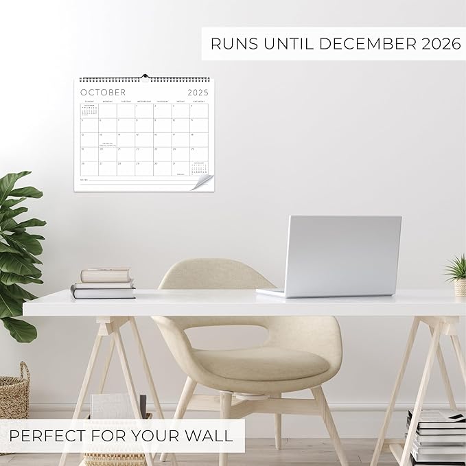 Beautiful 2026 Wall Calendar - Runs until December 2026 - Large 14.5" x 11.5" Office Wall Calendar for Easy Organizing