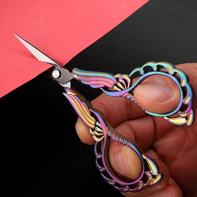 YOUGUOM Embroidery Scissors with Cover, Sewing Crafting Shears | Rainbow, Stainless Steel, Sharp Tip, for Needlework, Artwork, Cross Stitch, Quilting, Thread, Paper Cutting, Mini DIY Tools