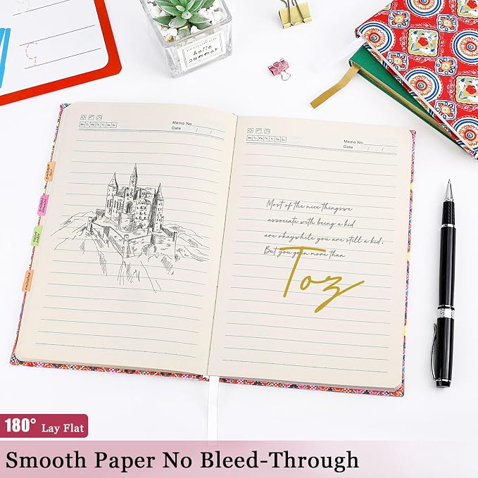 Journal Notebook, Fabric Vintage Journal Hard Cover Lined Notebook,192 Pages A5 College Ruled Notebook for Work & Note Taking,Perfect for Office School Home Supplies （Add Energy）