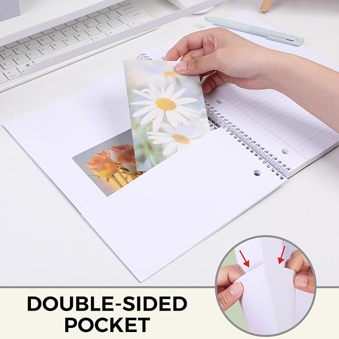 SKYDUE 8"x10.5" Spiral Notebook - College Ruled 100 Sheets, 1 Subject Notebook for School & Office, 3-Hole Punched Paper, Cream