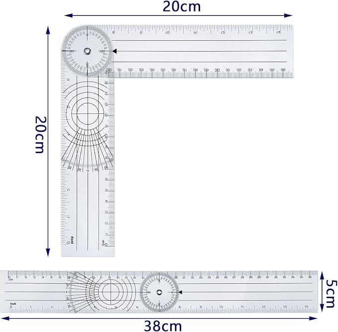 Weewooday 8 Pack Classroom Goniometer Angle Ruler Set, 7 Inch Clear Plastic Angle Finder Protractor with Rotating Arm, Geometry Measuring Tools for Students Teachers Drafting Woodworking