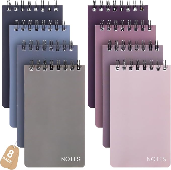 Thboxes 8 Pack Pocket Notebooks, 3 x 5 Spiral Notepads Mini Notebook 60 Sheets/120 Pages Small Notebooks with Lined Pages Memo Pads for School College Office