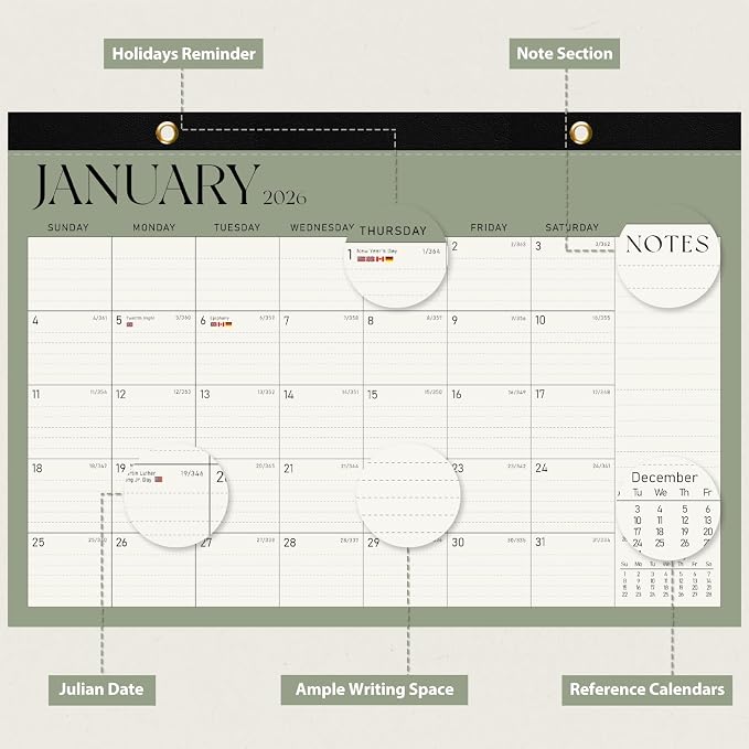 2026 Desk Calendar, Large Desktop/Wall Monthly Calendar (Jan. 2026 - Jun. 2027) 17'' x 12'' School Year Desk Planner for Teacher Family School Office Supplies