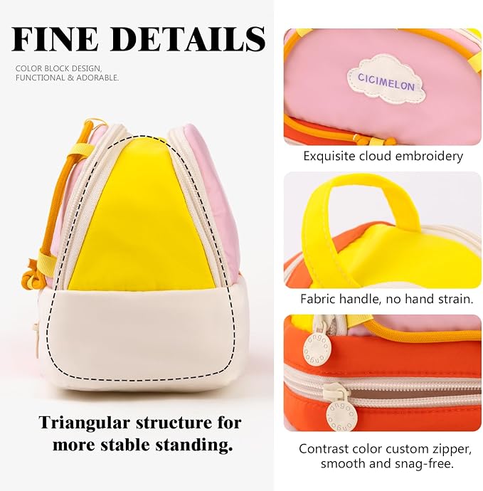 CICIMELON Large Capacity Pencil Case, Cute Aesthetic Pencil Pouch with 3 Compartments, Big Pencil Bag Organizer for School Supplies, Pen Holder for Kids, Girls, Boys, Students