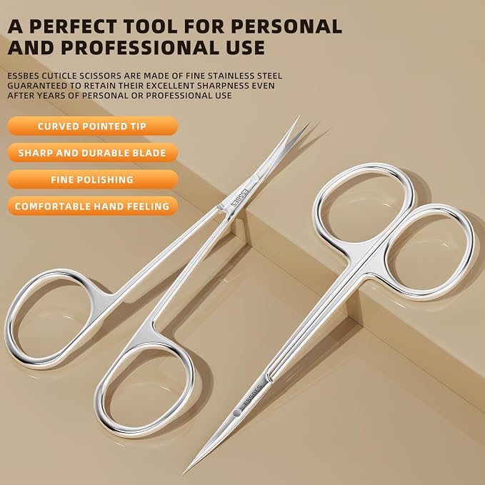 Facial Hair Small Precise Grooming Scissors for Men Women Extra Fine Curved Blade Super Slim Professional Manicure Scissors for Cuticle, Eyebrow, Nose Hair, Mustache, Bead and Dry Skin