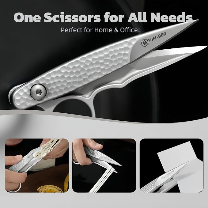 PIN-900 4.3 Inch Microcrystalline Steel Sewing Scissors, Ultra Sharp Precision Shears with Ergonomic Handle for Fabric, Leather, Quilting & Crafting