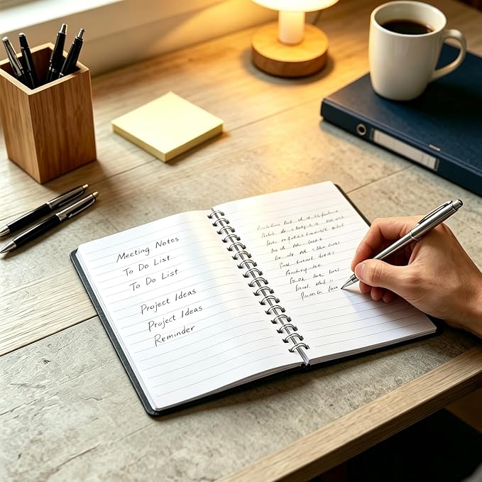 4 Pack Small Spiral Notebooks 3.5 x 5.5 in College Ruled, Mini Spiral Notebook, Waterproof 80 Sheets/160 Pages, Pocket Notebook with 120 Pcs Sticky Index Tabs for Home Office College School (Black)