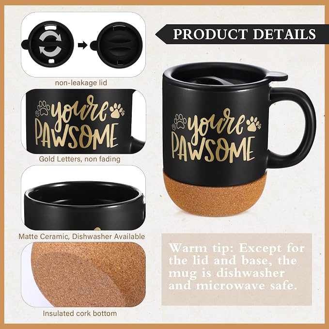 Sayglossy 4 Pcs Veterinary Gift Set Thank You Gift for Vet Tech Veterinary Assistant Animal Lover Pet Groomers Trainer Paw Print Notebook Coffee Mug Scented Candle Pen for Vet Tech Week Dog Sitter