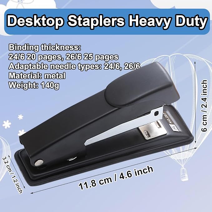 smilixin 2 Pieces Stapler,25 Sheet Capacity Staplers with 2000 Standard Staples,Desktop Staplers Heavy Duty,Office Standard Stapler for School Office,Black & Blue