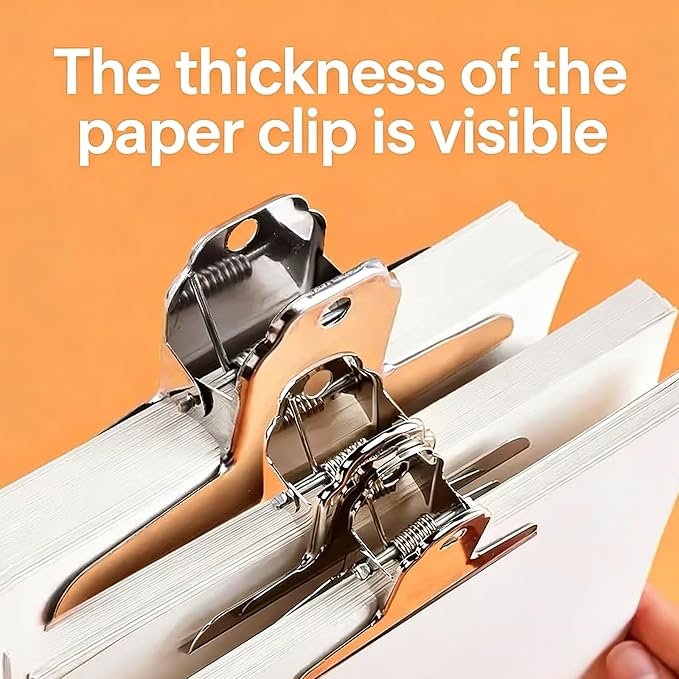Extra Large Bull Paper Clips, 5.71 Inch - 12 Pack, Silver, 145 mm, Stainless Steel Mountain Binder Clips - Heavy Duty Square Metal File Clamps for Home Office School Supplies