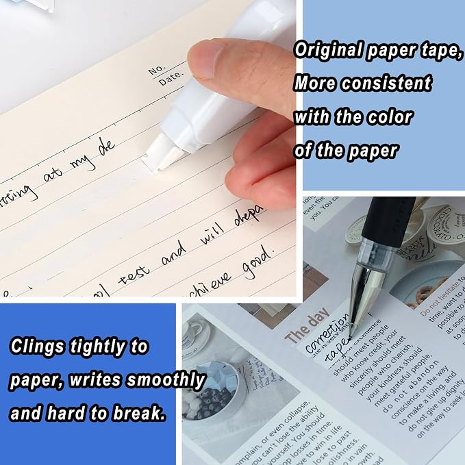 White Correction Tape, 6 Pack, 16.4 Feet Correction Tape, School & Office Supplies, writing supplies and correction supplies (Blue)