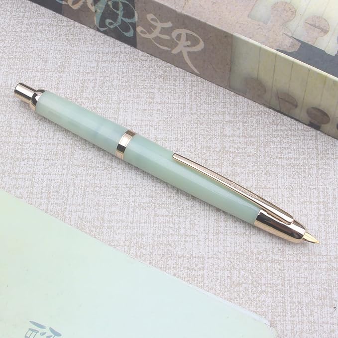 JINHAO 20 Celestial Jade Gold Clip Resin Press Fountain Pen EF Ink Pen With Converter Stationery School Supplies
