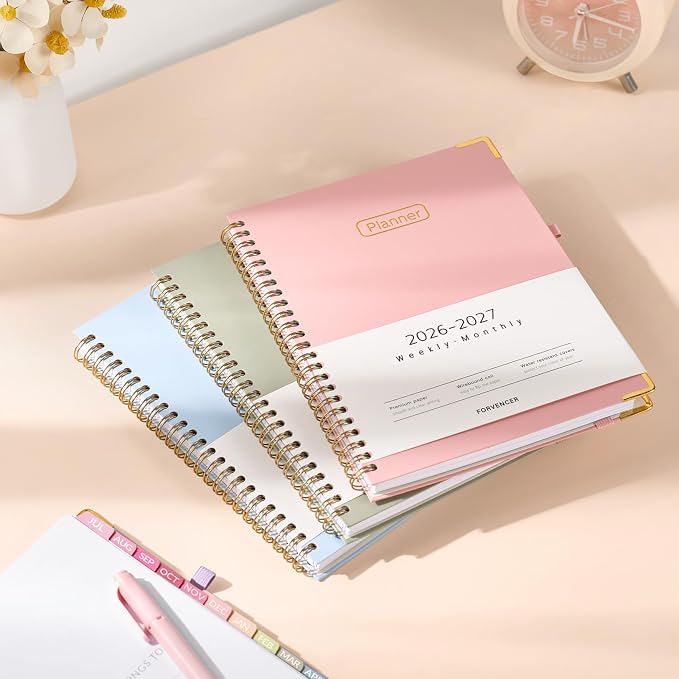 Forvencer Academic Planner 2026-2027, Hardcover Calendar Planner Weekly & Monthly, July 2026 - June 2027, 8.5" x 11", Daily Agenda with Tabs, College School Organizer for Student Teacher, Light Blue