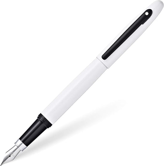 Sheaffer VFM Glossy White Lacquer w/Matte Black Powder Coated Appointments and Medium Nib Fountain Pen
