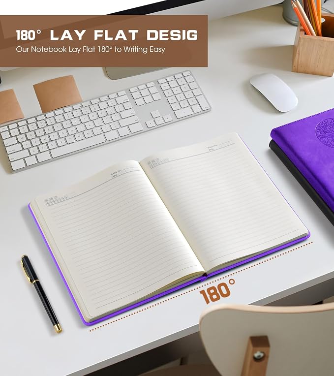 Biuwory Leather Journal Notebook,256 Thick Lined Pages,Hardcover 5.7"×8.3" | Vintage Journal for Women Men,Work,School,Business,Travel Diary,Note taking,College Ruled Writing,Daily Journaling Notebook