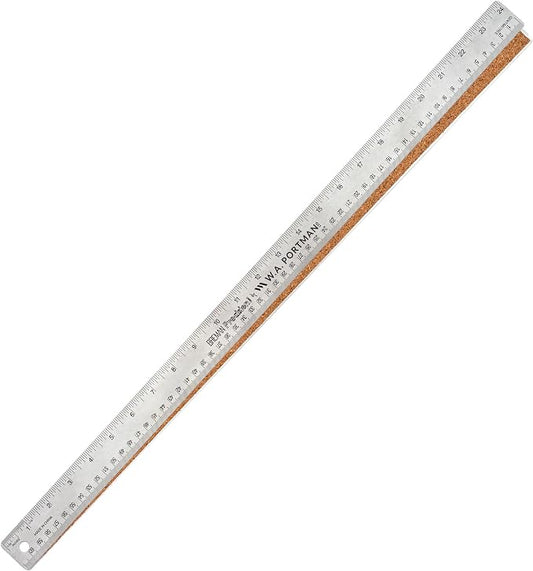 Breman Precision Metal Ruler 24 Inch Cork Back – Stainless Steel Straight Edge, Flexible Non-Slip 24 Inch Metal Ruler with Cork Backing – Imperial & Metric for Crafting, School, Workshop & Home Use