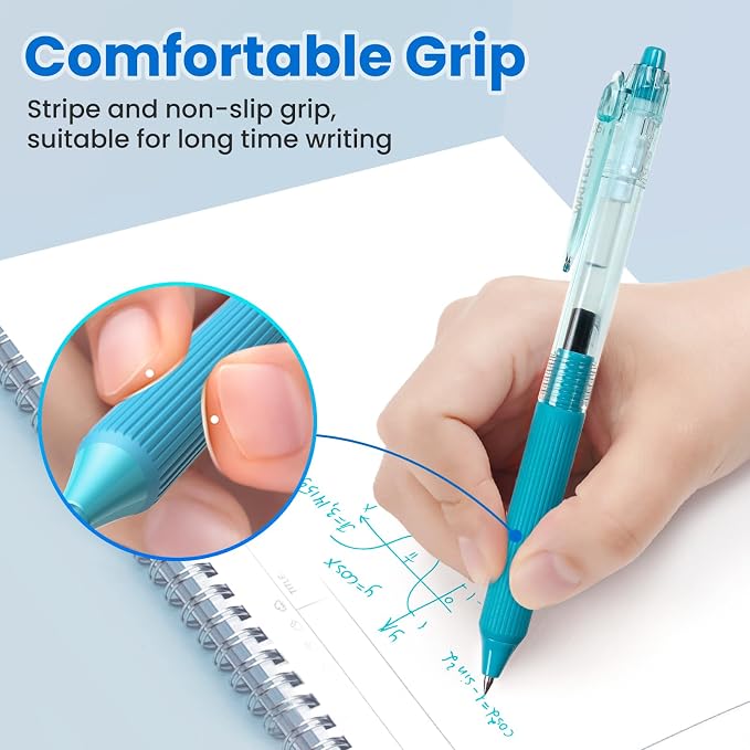 WRITECH Gel Pens Fine Point: 0.5mm Multicolor Ink Retractable 8ct Smooth Writing No Smear for Journaling Drawing Note Taking Silent Click Assorted Colored Pen Set 8ct Juice color