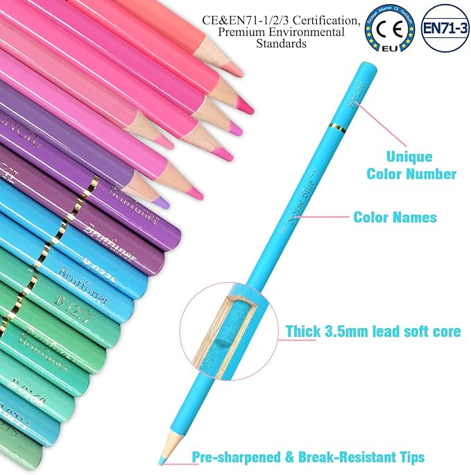 LBW 50 Macaron Pastel Colored Pencils Professional Soft Core for Adults Beginners Sketching Shading