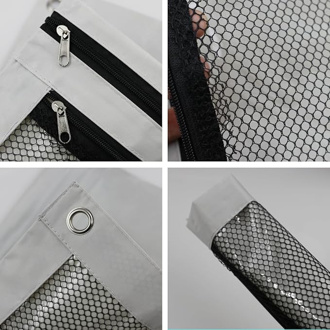 Pencil Pouch for 3 Ring Binder, Heavy Duty Canvas Dual Zipper Pen Bag with Clear Window, Smooth Metal Zipper, Fit Standard 3-Ring Binders for School Office Travel Supplies (Grey)