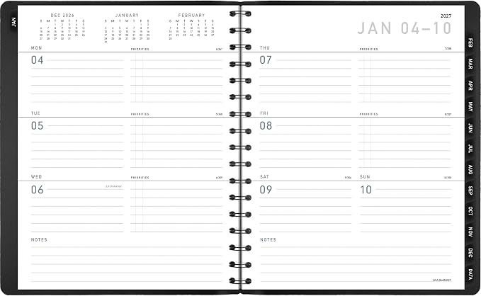 AT-A-GLANCE 2027 Planner, Weekly & Monthly, 7" x 8.75", Contemporary Lite, Black (70545X0527)