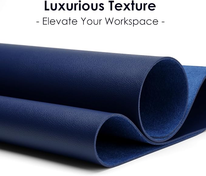 Leather Desk Pad Protector, Waterproof Mouse Pad, PU Desk Mat, Office Desk Cover, Desk Writing Mat for Office/Home/Work/Cubicle (Dark Blue) 9x8 in