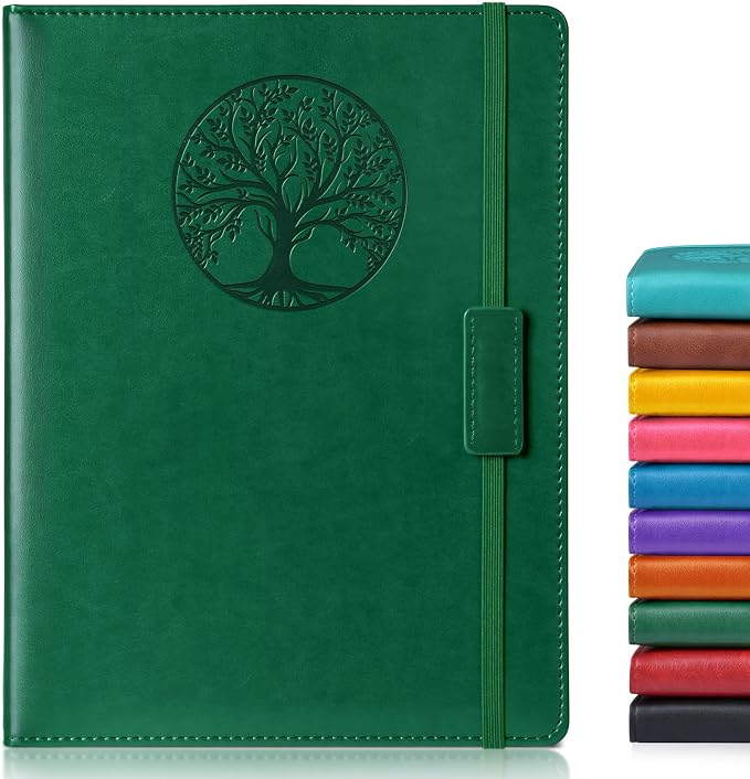 Biuwory B5 Leather Journal Notebook, 256 Lined Pages, Hardcover 7.8"×10.2" | Large Vintage Journal for Women Men,Work,School,Business,Travel Diary,Note taking,College Ruled Writing,Daily Journaling