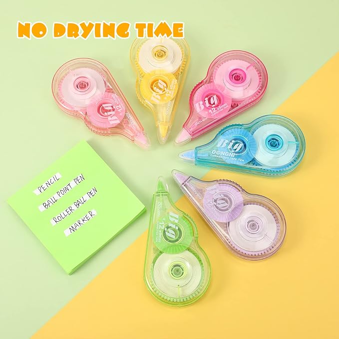 Yexiya 36 Pcs Correction Tape, Colorful Original Correction Tape White Wide Tape Wipe out Easy to Use Cute correction Roller for School Home Office Supplies,0.2 Inch x 39.4 Feet (Rainbow Color)