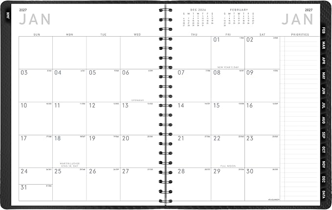 AT-A-GLANCE 2027 Appointment Book Planner, Weekly & Monthly, 8.25" x 11", Half-Hourly, Contemporary, Charcoal (70950X4527)