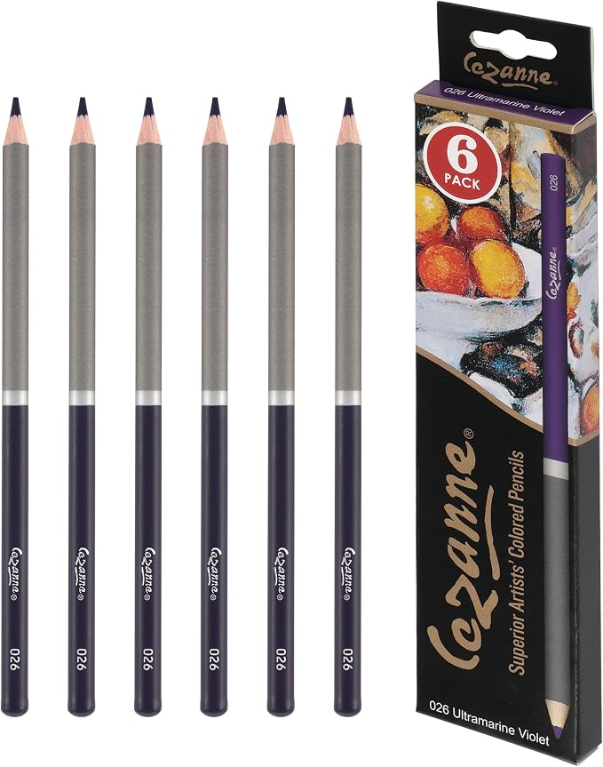 Cezanne Creative Mark Premium Colored Pencils, Ultramarine Violet, 2 Packs (12 Count) Highly Pigmented Artist Set, Smooth Sketching Coloring Highlighting Blending, Soft 3.3Mm Wax-Based