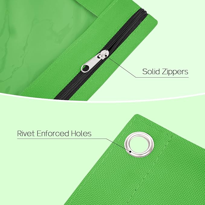 Sooez Pencil Pouch for 3 Ring Binder, 2 Pack Binder Pencil Pouch with Clear Window Pencil Bags with Zipper & Reinforced Grommets, Pencil Case for Binder Blue & Green