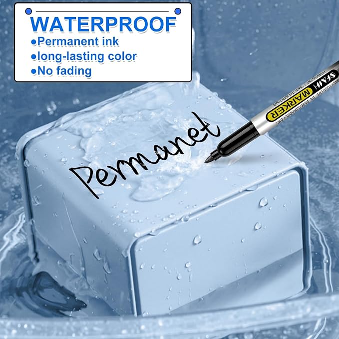 SFAIH 100 Black Permanent Markers Bulk -1s Quick Drying, Fine Point Markers for Write Mark, School, Office, Warehouse, Business, Logistics, Durable, Waterproof Ink on Paper, Plastic, Metal, Cardboard