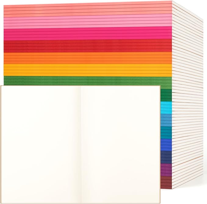 60 Pack Blank Notebook Journals Bulk, A5 Unlined Paper Composition Notebook, 8.3”x 5.5”, Kraft Cover with Rainbow Spines, 15 Colors 60 Pages for School Office Travel