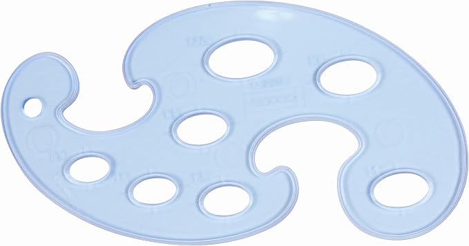 French Curve Ruler in Transparent Reusable Plastic Template Useful as Drafting Tool for Professional Drawing Instrument and Graphing at Work, School or Home Projects in Set of 3 Shapes by Yosogo