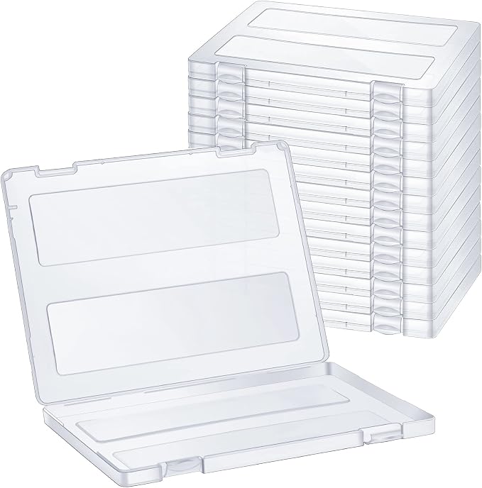 Outus 15 Pieces A4 File Box Paper Photo Storage Box A4 Portable Project Case Clear Plastic Document Magazine Organizer for Back to School Office Supplies Accessories