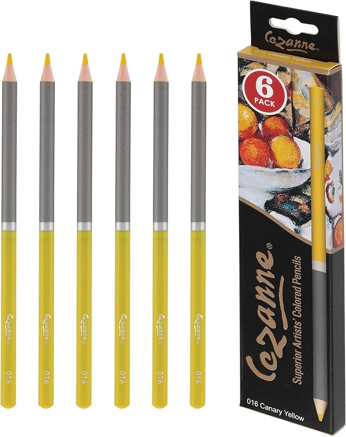 Cezanne Creative Mark Premium Colored Pencils, Canary Yellow, 10 Packs (60 Count) Highly Pigmented Artist Set, Smooth Sketching Coloring Highlighting Blending, Soft 3.3Mm Wax-Based