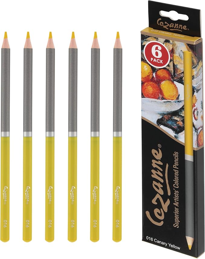 Cezanne Creative Mark Premium Colored Pencils, Canary Yellow, 2 Packs (12 Count) Highly Pigmented Artist Set, Smooth Sketching Coloring Highlighting Blending, Soft 3.3Mm Wax-Based