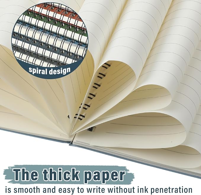 Fuutreo 6 Pack Spiral Notebook 10.5x7.45 Notebook,Retro Color,Business