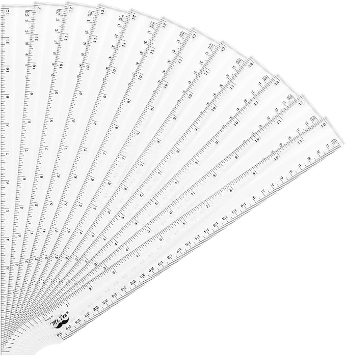 Mr. Pen- Plastic Rulers, 12 Inch, 12 Pack, Easy-to-Read Markings | Scratch-Resistant Design, Durable Clear Ruler for Crafting Office & School, School Supplies, Bulk Rulers Set, Measuring Tools