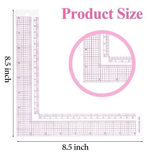 TIESOME L-Square Ruler Clear Sewing Ruler, Plastic Measure Tailor Ruler 90 Degree Clear Sewing Ruler Square Framing Measuring Tool Fabric Sewing Measuring Supplies for Pattern Making(1 PCS)
