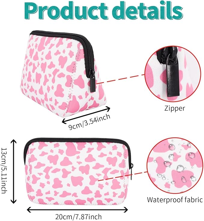 Cosmetic Bag Waterproof Neoprene Zipper Pouch Travel Portable Toiletry Makeup Bags Organizer Case for Women and Girls