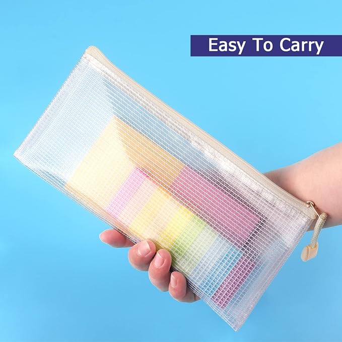 Tamaki 10 Pack Small Mesh Zipper Pouch Bags A6 Size | Waterproof Zipper Bags Pouches for Organization Office Supplies