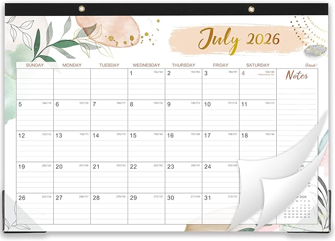 Desk Calendar 2026-2027 - 2026-2027 Desk Calendar 17x12, July 2026 - December 2027, 18 Monthly Desk/Wall Calendar Large 17" x 12", Monthly Desktop Desk/Wall Planner, Large Ruled Blocks, Notes, Thick Paper for Office & Home