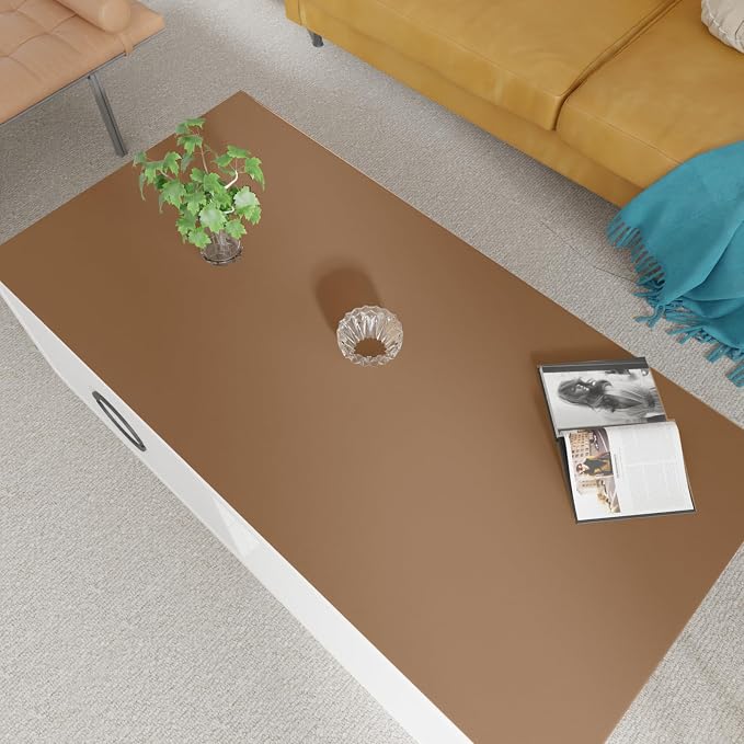 Faux Leather Table Cover,1.8mm Thick,24x60 Inch Desk Cover,Large Desk Mat,Table Protector,Table Cover Protector,Desk Protector,Table Pad,(Mud Color+Champagne Gold,24x60)