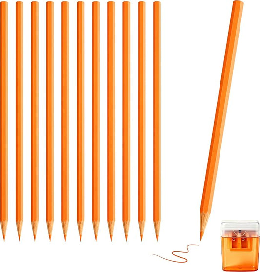 12 Piece Orange Colored Pencils Set with Sharpener, Pre-Sharpened Professional Wooden Art Pencils for Artists Drawing and Sketching, Premium Colored Tone Supplies Delivering Detailed Painting(Orange)