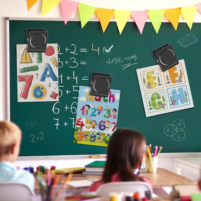 FINDMAG 8 Pack Magnet Clips, Black Magnetic Clips for Whiteboard Office