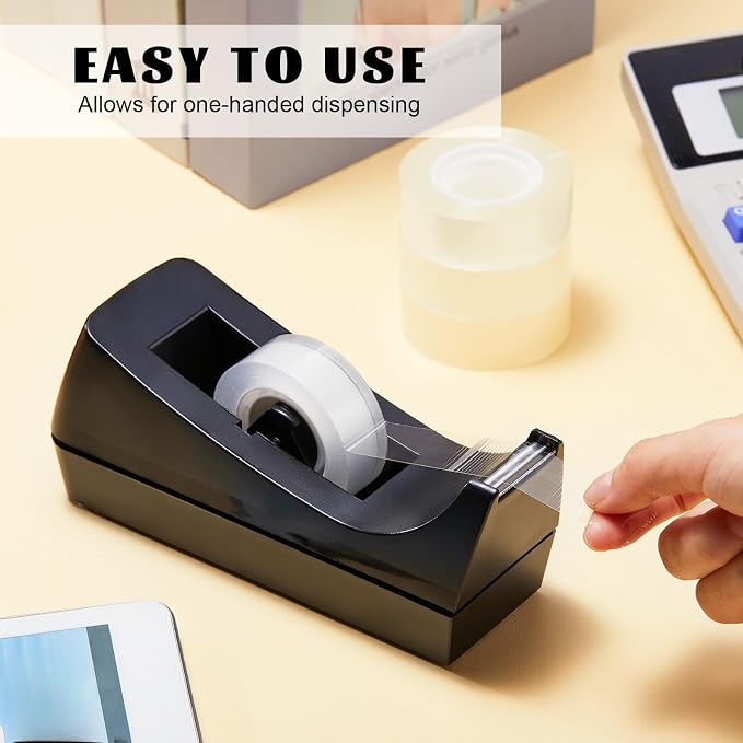 3 Pack Desktop Tape Dispensers Non Skid Base for Office Home School (Tape Not Included) (Black)