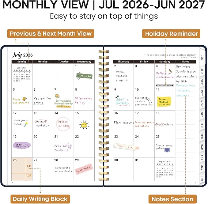 Academic Planner 2026-2027, Weekly and Monthly Calendar Book, July 2026 – June 2027, Hardcover Planner with Tabs, Perfect for Teachers, Students, Women & Men, A5 (6.4" x 8.5") - Golden Butterfly