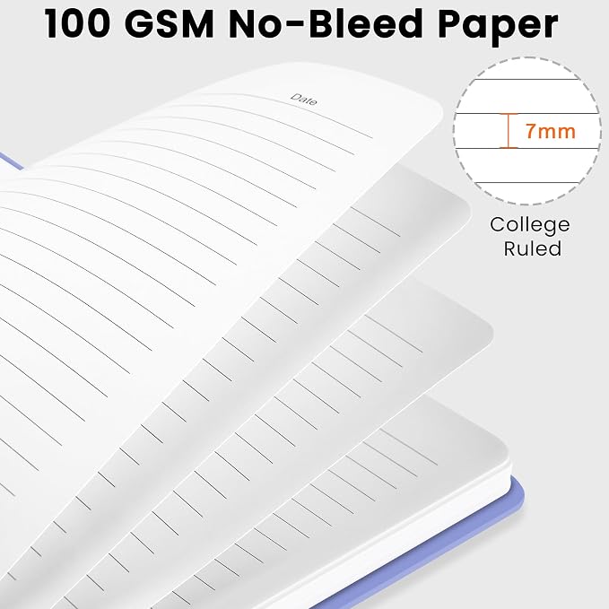 CICPAP Lined Spiral Journal Notebook, A5 College Ruled Notebook for Journaling, Note-Taking, and Daily Planning, Durable Hardcover with an Elegant Design, Periwinkle